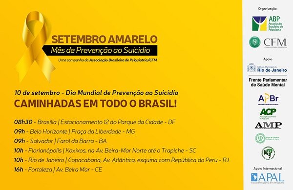 10 de setembro: Dia Mundial de Prevenção ao Suicídio
