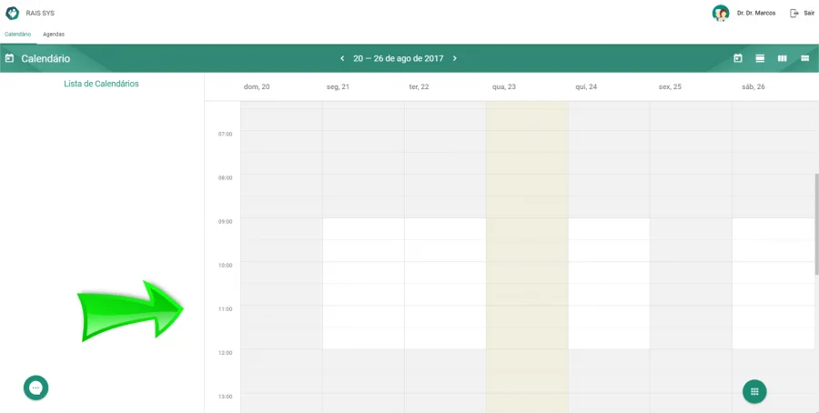 Para esta conta empresa, mesmo definindo um horário no cadastro da agenda, será possível marcar agendamentos fora do horário, ou mesmo encaixes. O sistema Rais Agenda é muito flexível, para deixar você realizar um agendamento da maneira que desejar.