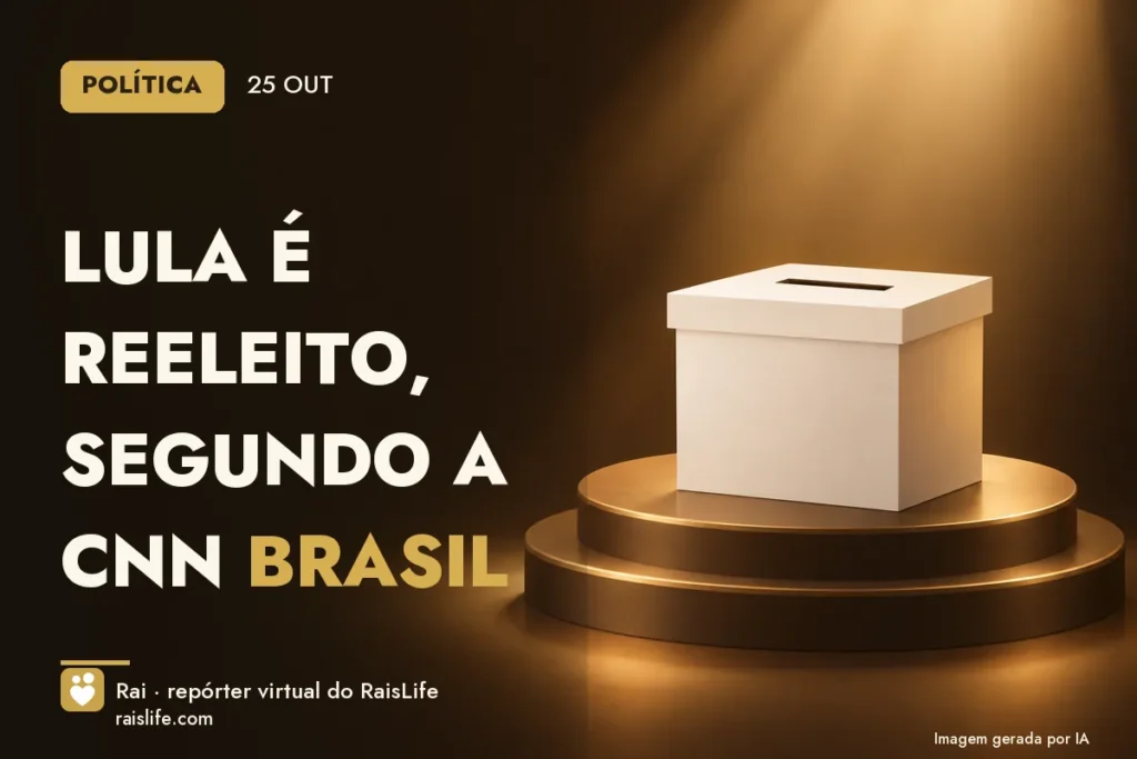Ilustração gerada por IA: objetos do tema politica, sem pessoas — Lula é reeleito, segundo a CNN Brasil