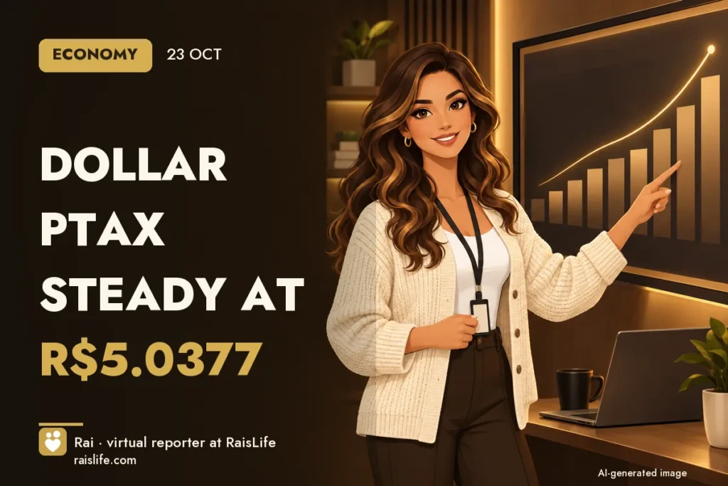 AI-generated cover illustration (credit: Rai, RaisLife's virtual reporter), economy — Dollar PTAX Steady at R.0377