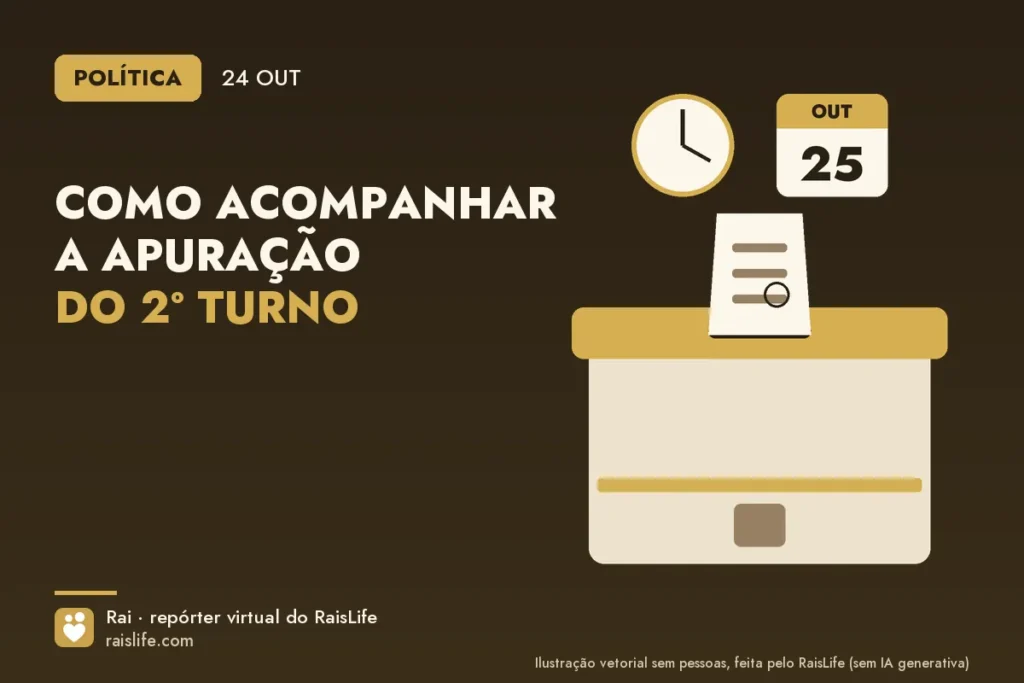 Ilustração de uma urna com cédula, relógio e calendário de 25 de outubro, sem pessoas