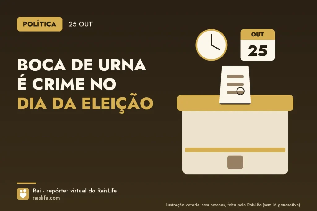 Ilustração de uma urna com cédula, relógio e calendário de 25 de outubro, sem pessoas