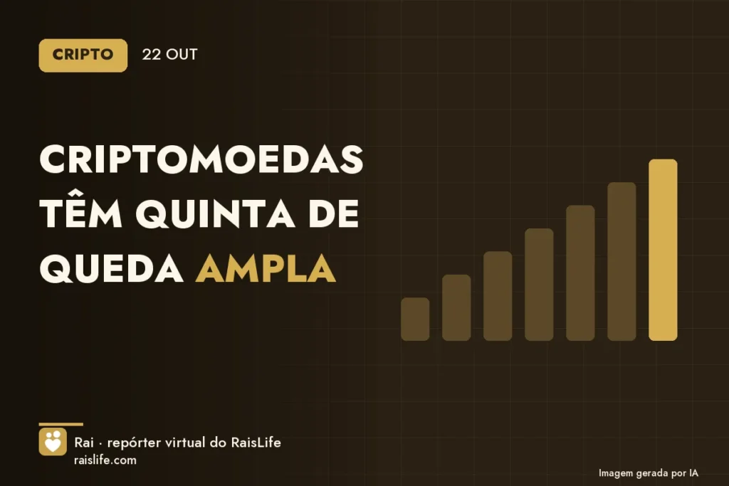 Cartão de dados gerado por IA com o destaque do dia — Criptomoedas têm quinta de queda ampla