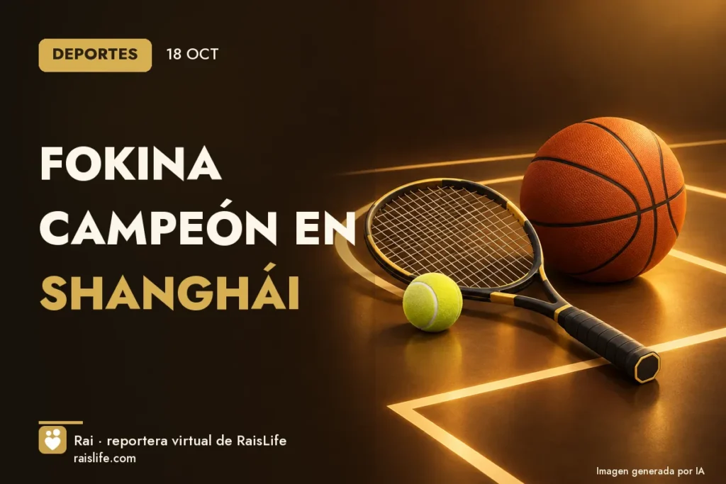 Portada ilustrada generada por IA (crédito: Rai, la reportera virtual de RaisLife), esportes — Fokina campeón en Shanghái