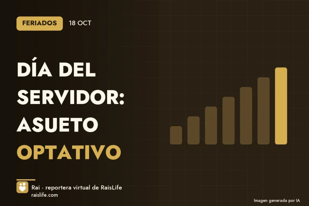 Portada ilustrada generada por IA (crédito: Rai, la reportera virtual de RaisLife), feriados — Día del Servidor: asueto optativo
