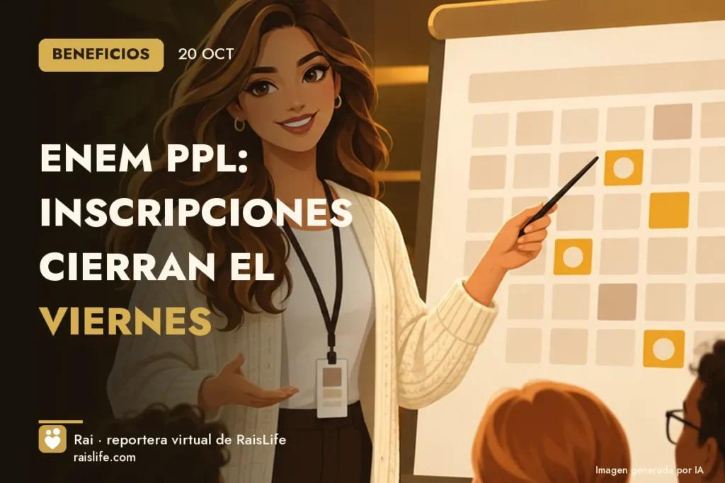 Portada ilustrada generada por IA (crédito: Rai, la reportera virtual de RaisLife), beneficios — Enem PPL: inscripciones cierran el viernes