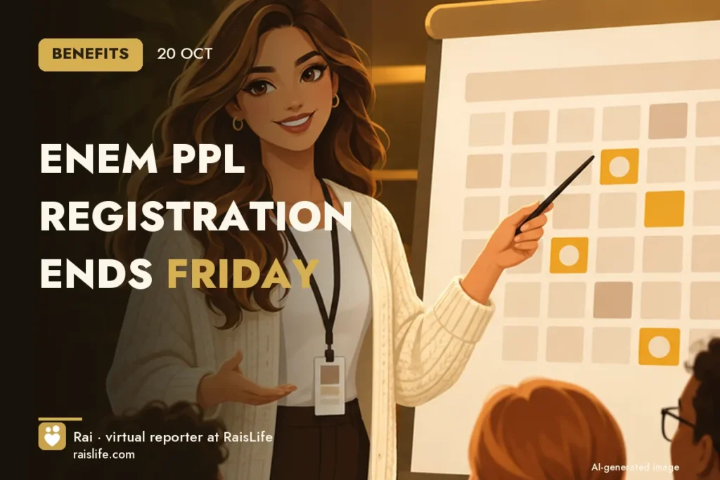 AI-generated cover illustration (credit: Rai, RaisLife's virtual reporter), beneficios — Enem PPL registration ends Friday