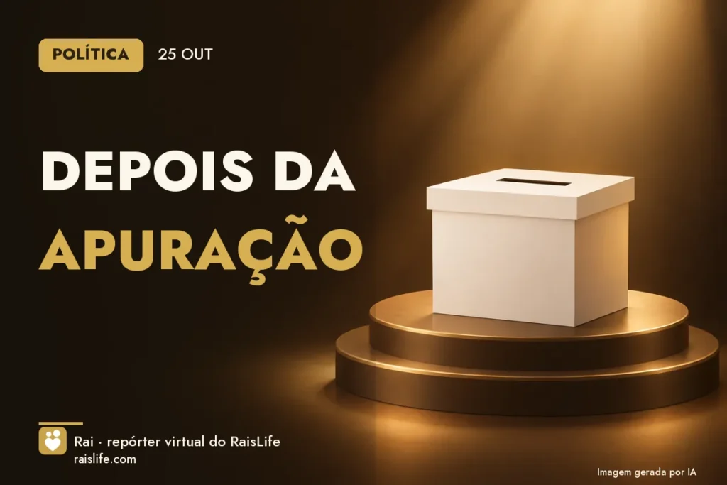 Ilustração gerada por IA: objetos do tema politica, sem pessoas — Depois da apuração