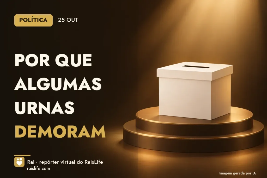 Ilustração gerada por IA: objetos do tema politica, sem pessoas — Por que algumas urnas demoram