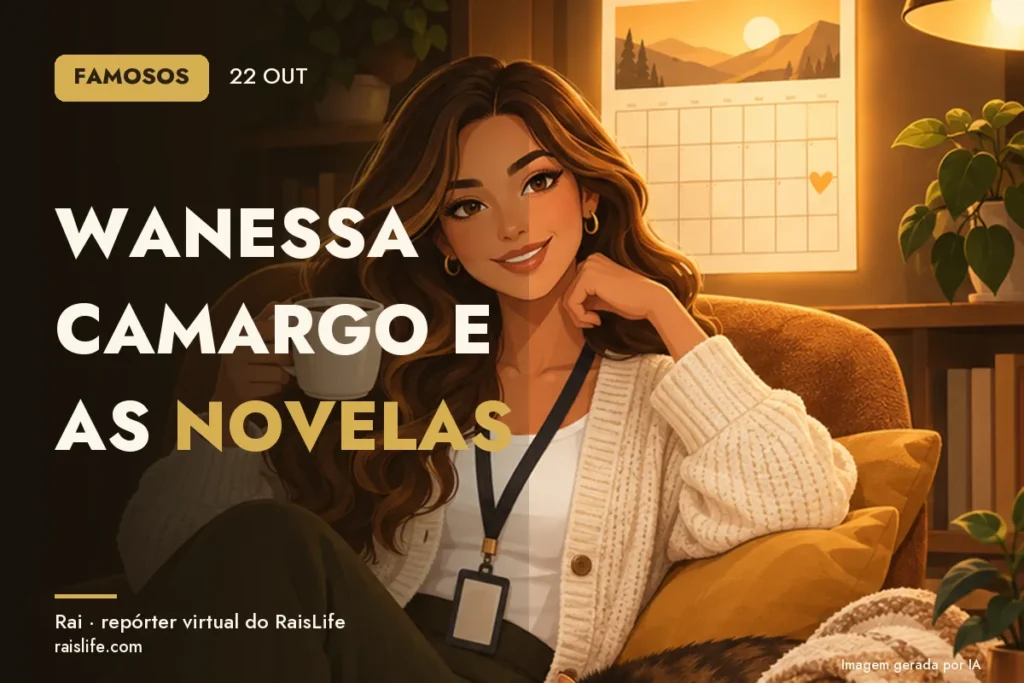 Ilustração gerada por IA: Rai, a repórter virtual do RaisLife, no tema famosos — Wanessa Camargo e as novelas