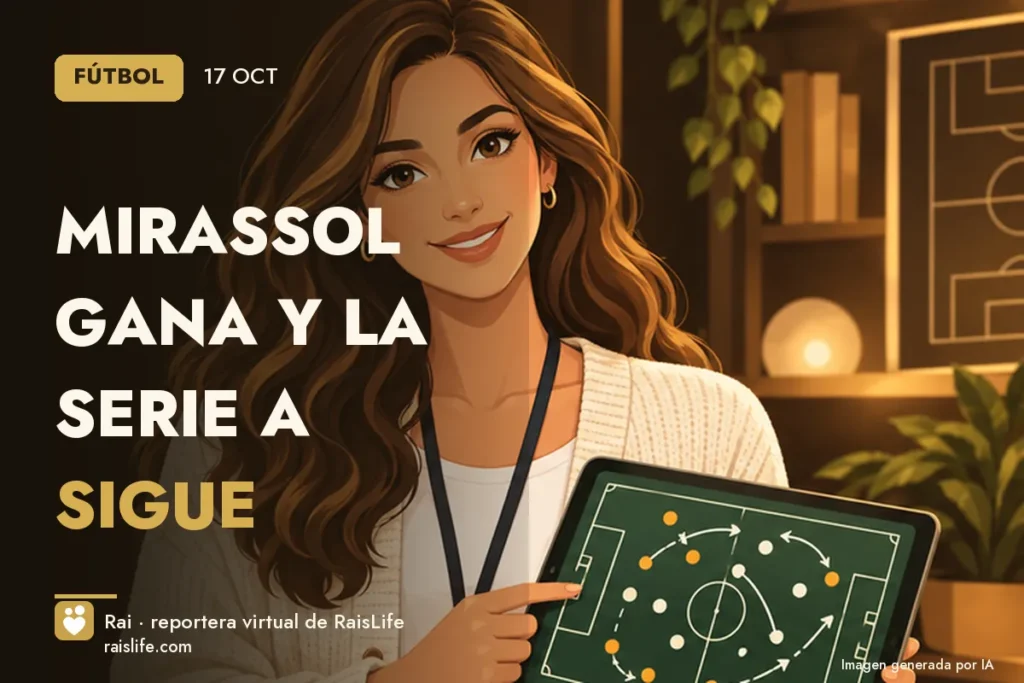 Portada ilustrada generada por IA (crédito: Rai, la reportera virtual de RaisLife), fútbol — Mirassol gana y la Serie A sigue