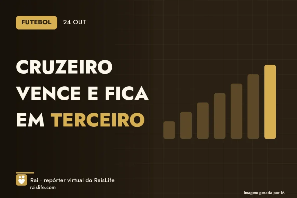 Cartão de dados gerado por IA com o destaque do dia — Cruzeiro vence e fica em terceiro
