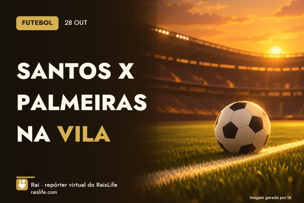 Ilustração gerada por IA: objetos do tema futebol, sem pessoas — Santos x Palmeiras na Vila
