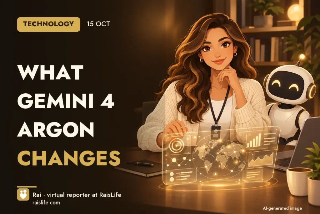 AI-generated cover illustration (credit: Rai, RaisLife's virtual reporter), technology — What Gemini 4 Argon changes