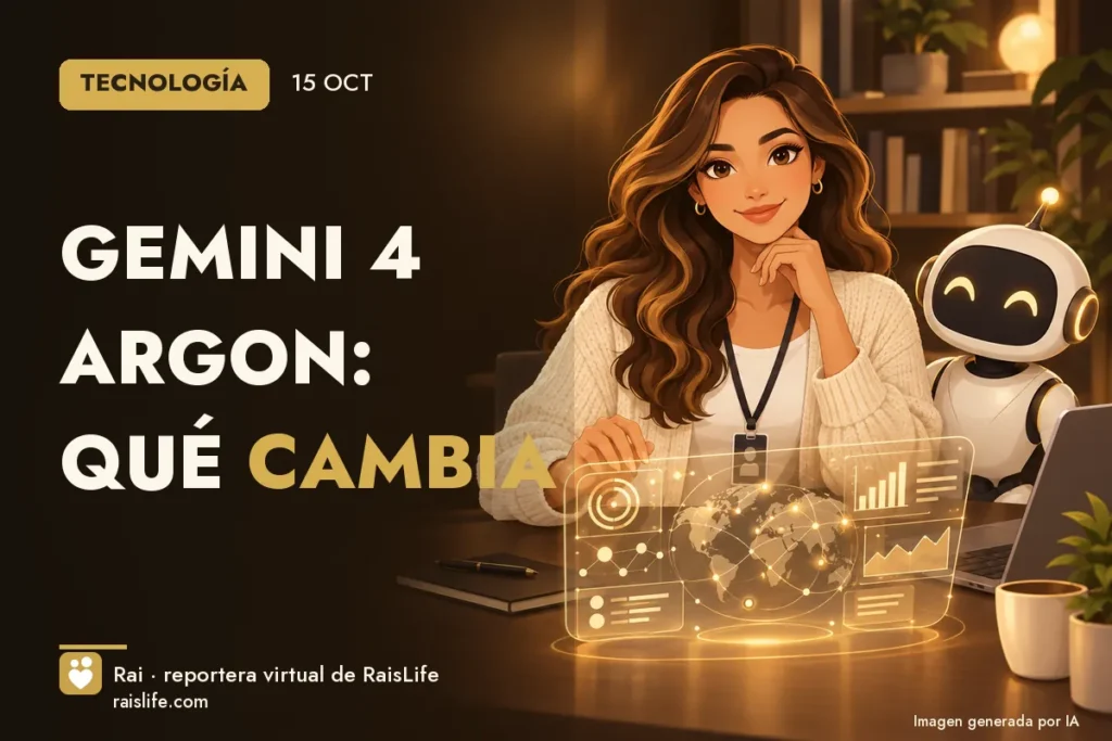 Portada ilustrada generada por IA (crédito: Rai, la reportera virtual de RaisLife), tecnología — Gemini 4 Argon: qué cambia