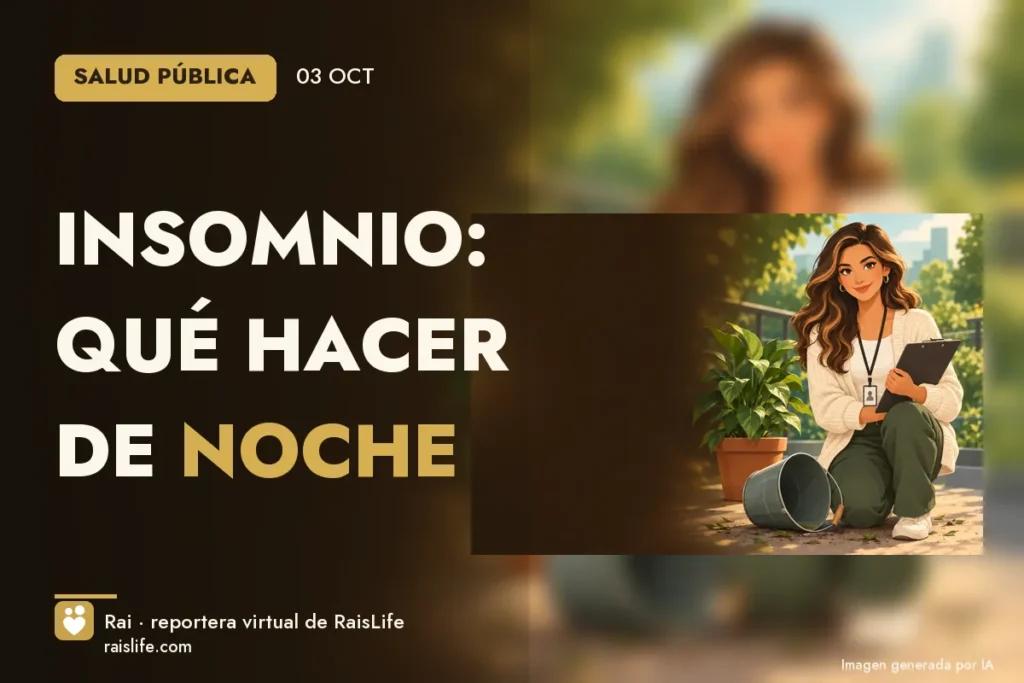 Portada ilustrada generada por IA (crédito: Rai, la reportera virtual de RaisLife), dengue — Insomnio: qué hacer de noche