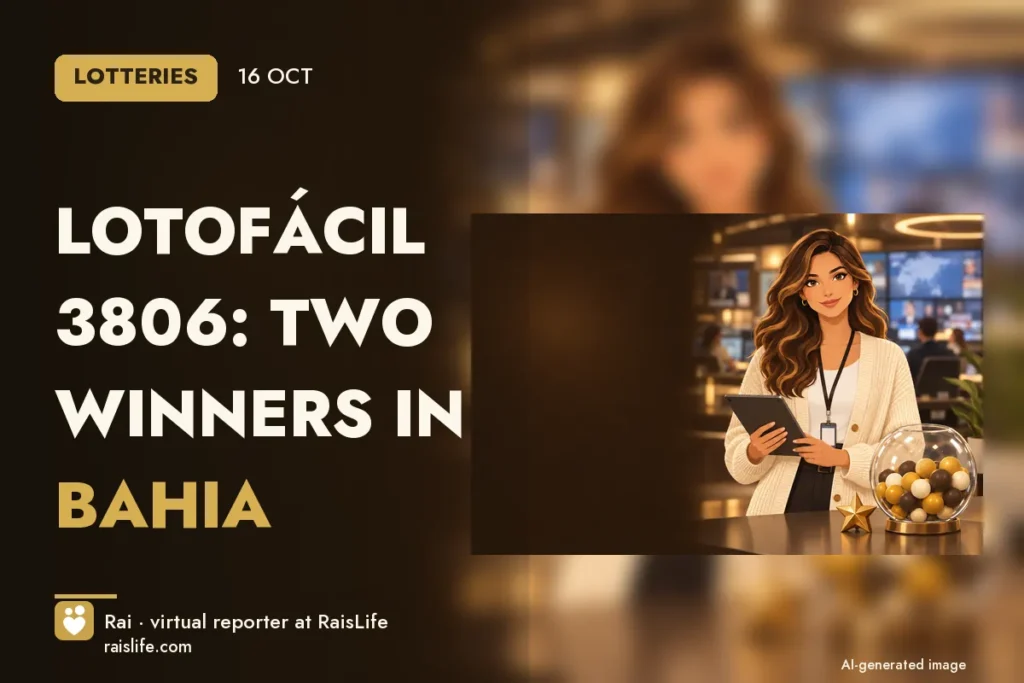 AI-generated cover illustration (credit: Rai, RaisLife's virtual reporter), lottery — Lotofácil 3806: two winners in Bahia