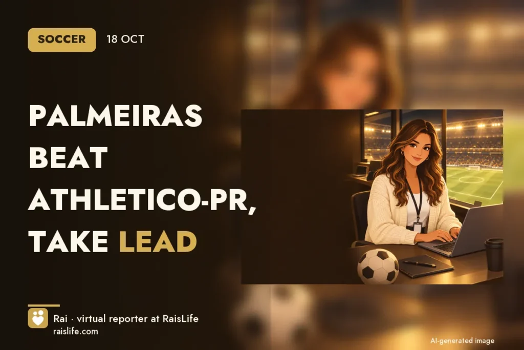 AI-generated cover illustration (credit: Rai, RaisLife's virtual reporter), soccer — Palmeiras beat Athletico-PR, take lead