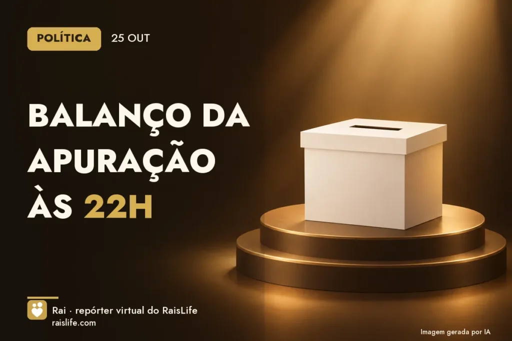 Ilustração gerada por IA: objetos do tema politica, sem pessoas — Balanço da apuração às 22h