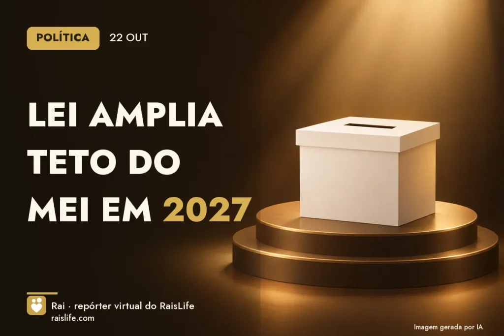 Ilustração gerada por IA: objetos do tema politica, sem pessoas — Lei amplia teto do MEI em 2027